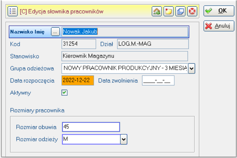 Przydział ubrań