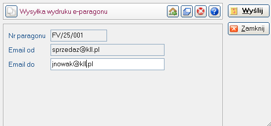 Wysyłka e-paragonu