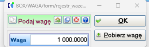zatwierdzenie wagi po pierwszym ważeniu